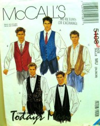 5108 MCCALLS 1990 MEN LINED VESTS, NECKTIE, BOW TIE PATTERN 36, 38, 40 or 40-44 choice  UNCUT